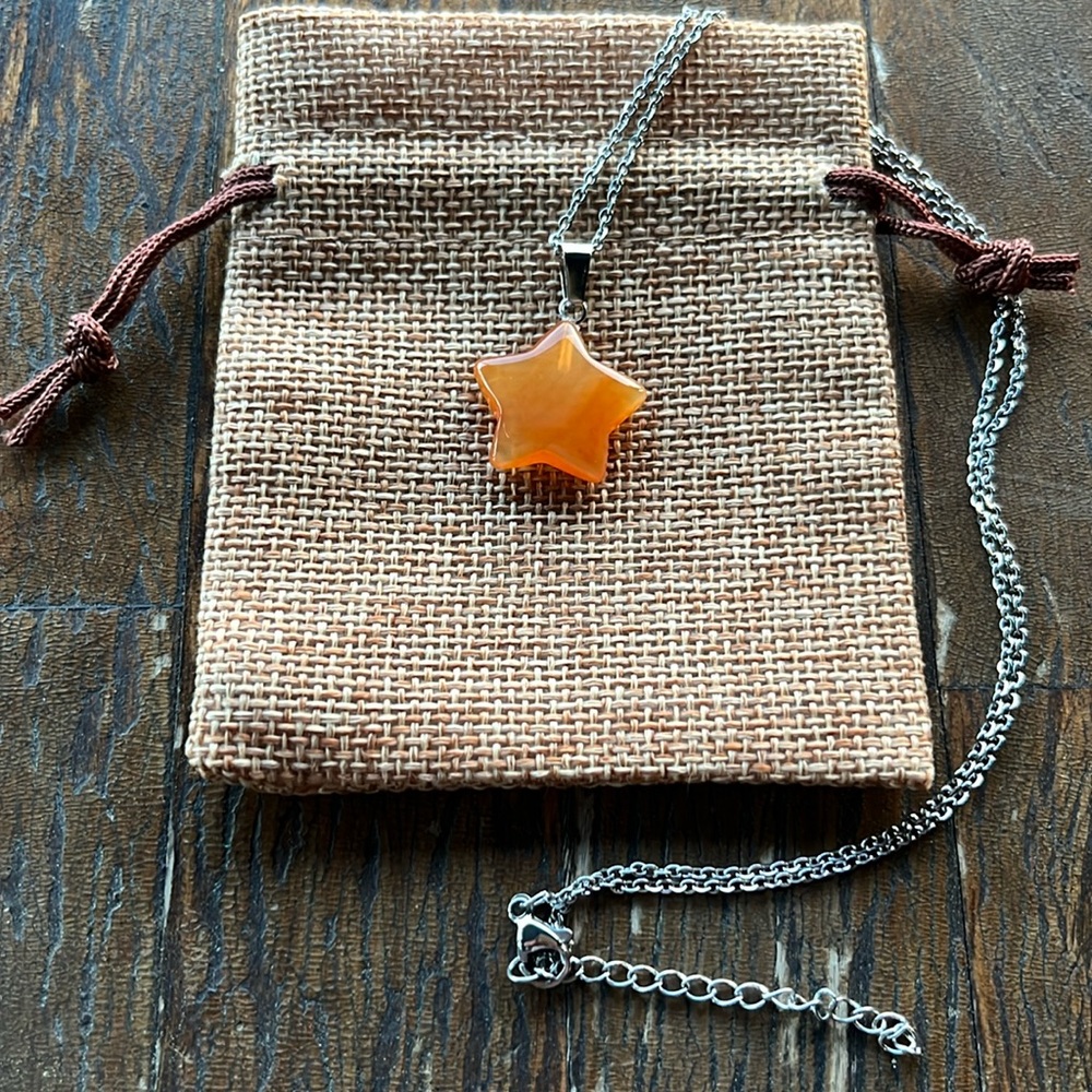 Carnelian Necklace Carnelian Pendant Crystal Star Necklace Crystal Necklace